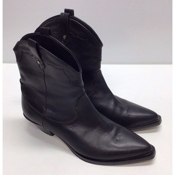 Tamara Mellon Black Vitello Rodeo Boots Heels Women’s Size 42 US 11 - Picture 1 of 16